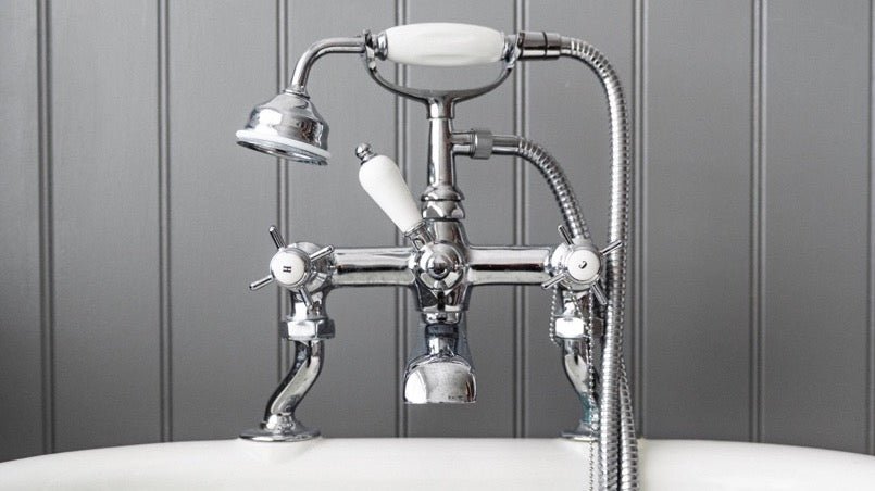shower with bath tap in silver