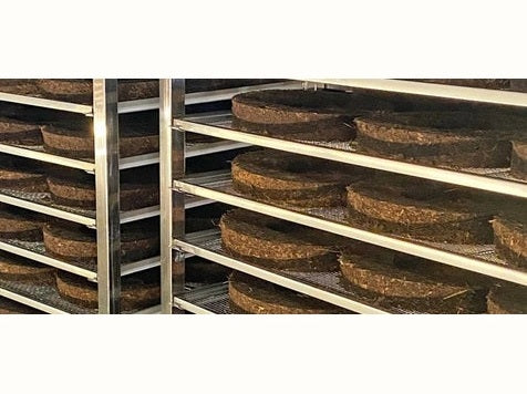 Treerings on shelf in factory