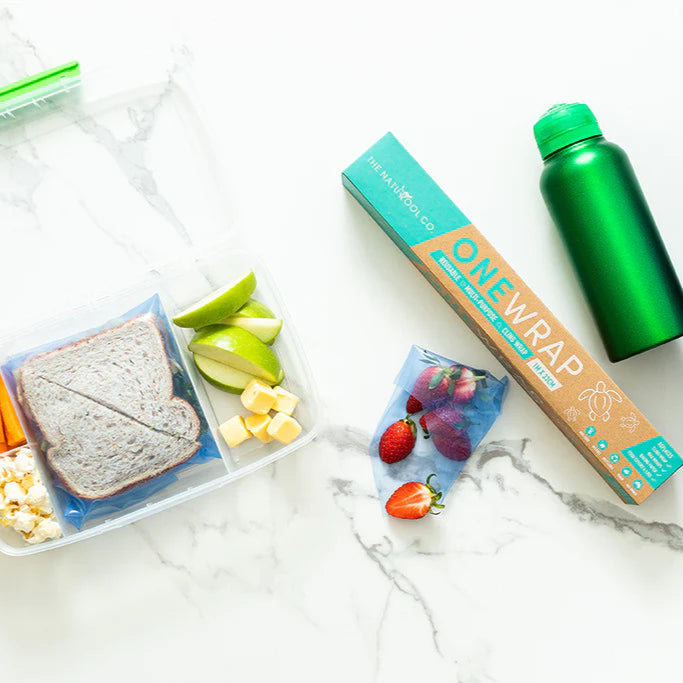 Lunch Items Wrapped with Silicone Wrap instead of Clingfilm.