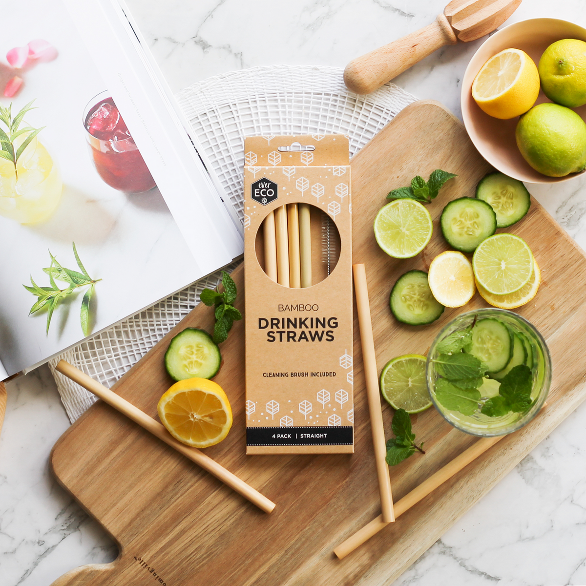 Bamboo Drinking Straws - 4 Pack