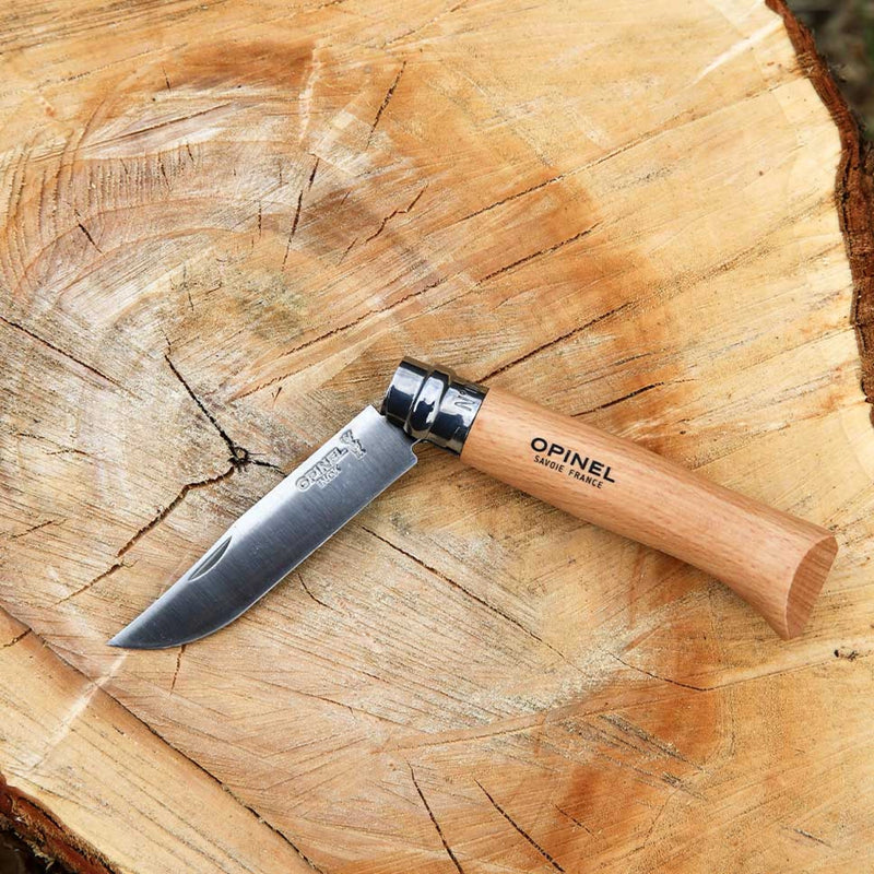 Multipurpose Knife- Opinel No 8 Stainless Steel Folding Knife with Case