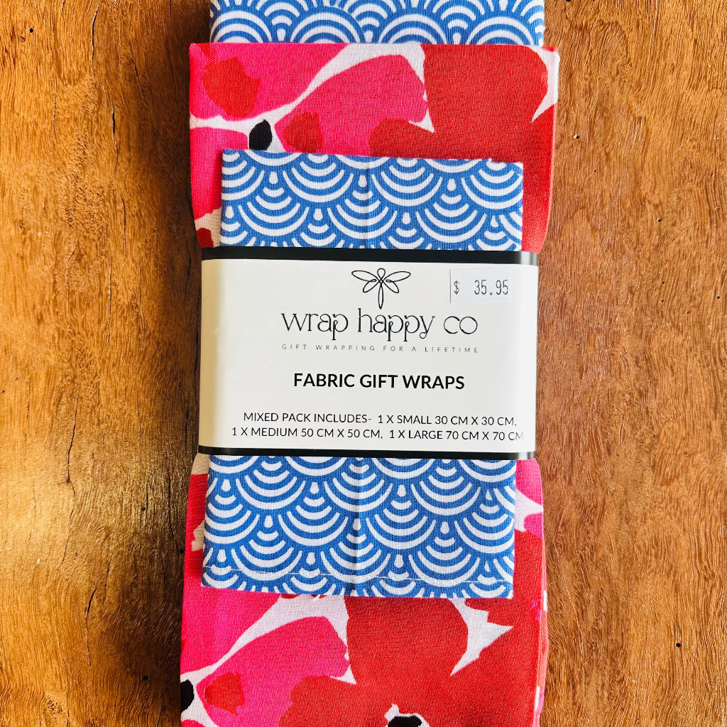 3  Pack Fabric Gift Wrap from the Wrap Happy Co.