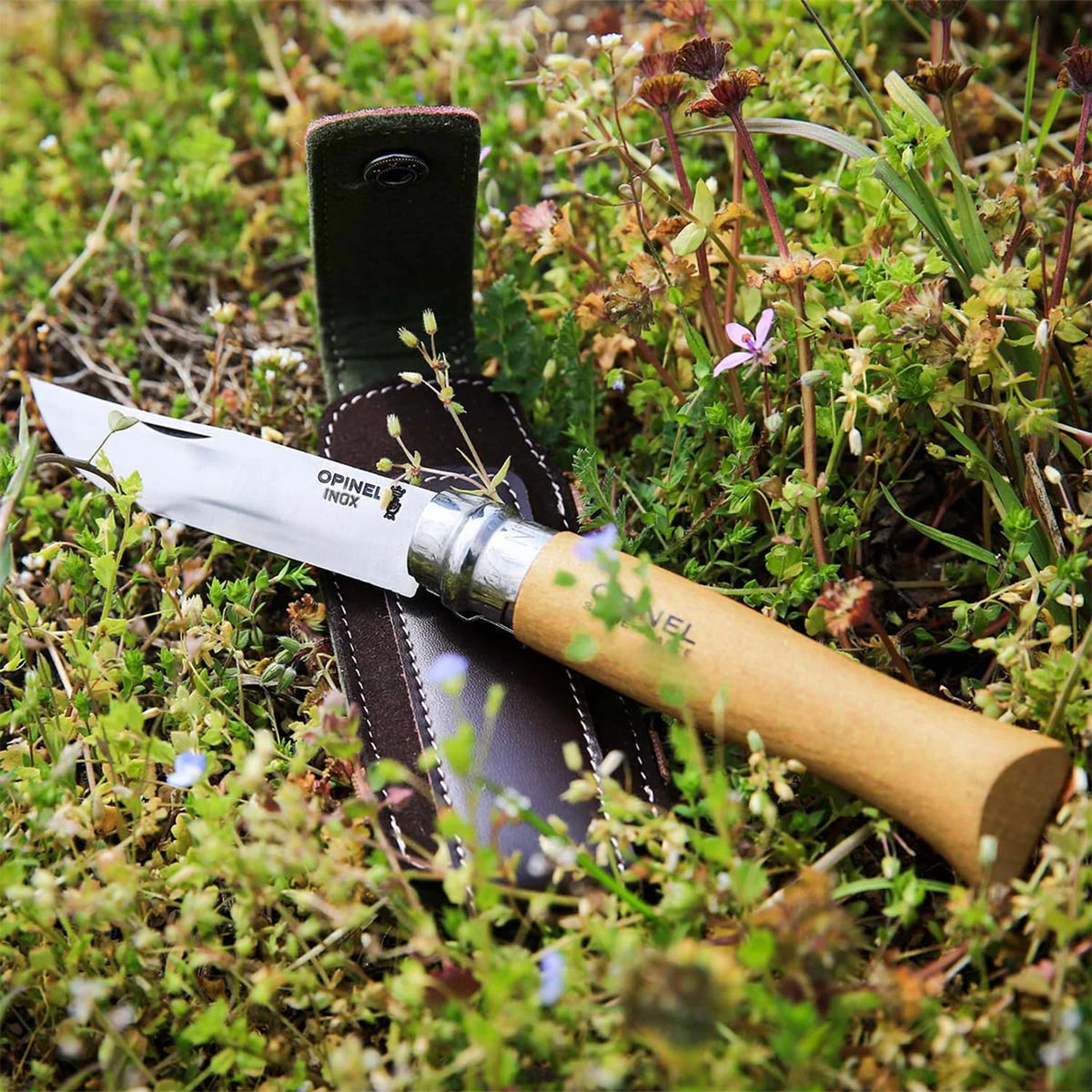 Multipurpose Knife- Opinel No 8 Stainless Steel Folding Knife with Case