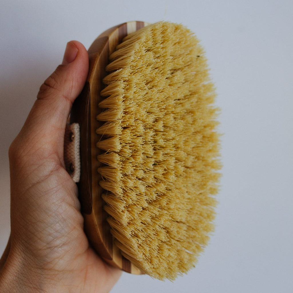 Bass Oval Style Bamboo Body Brush with Natural Bristles The Skin Brush