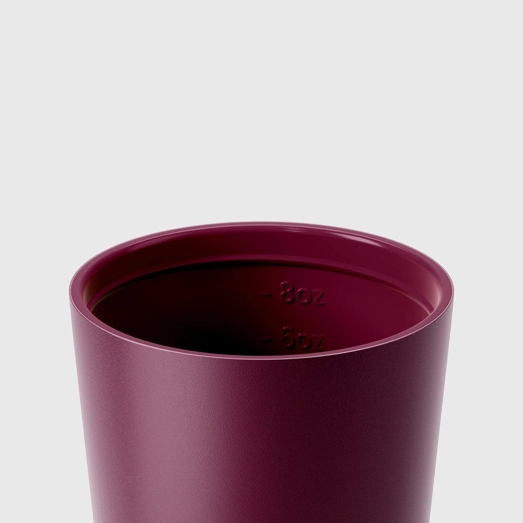 Internal View of the 'Bino' Ceramic Lined 8oz Insulated Coffee Cup in Pinot, by Fressko.