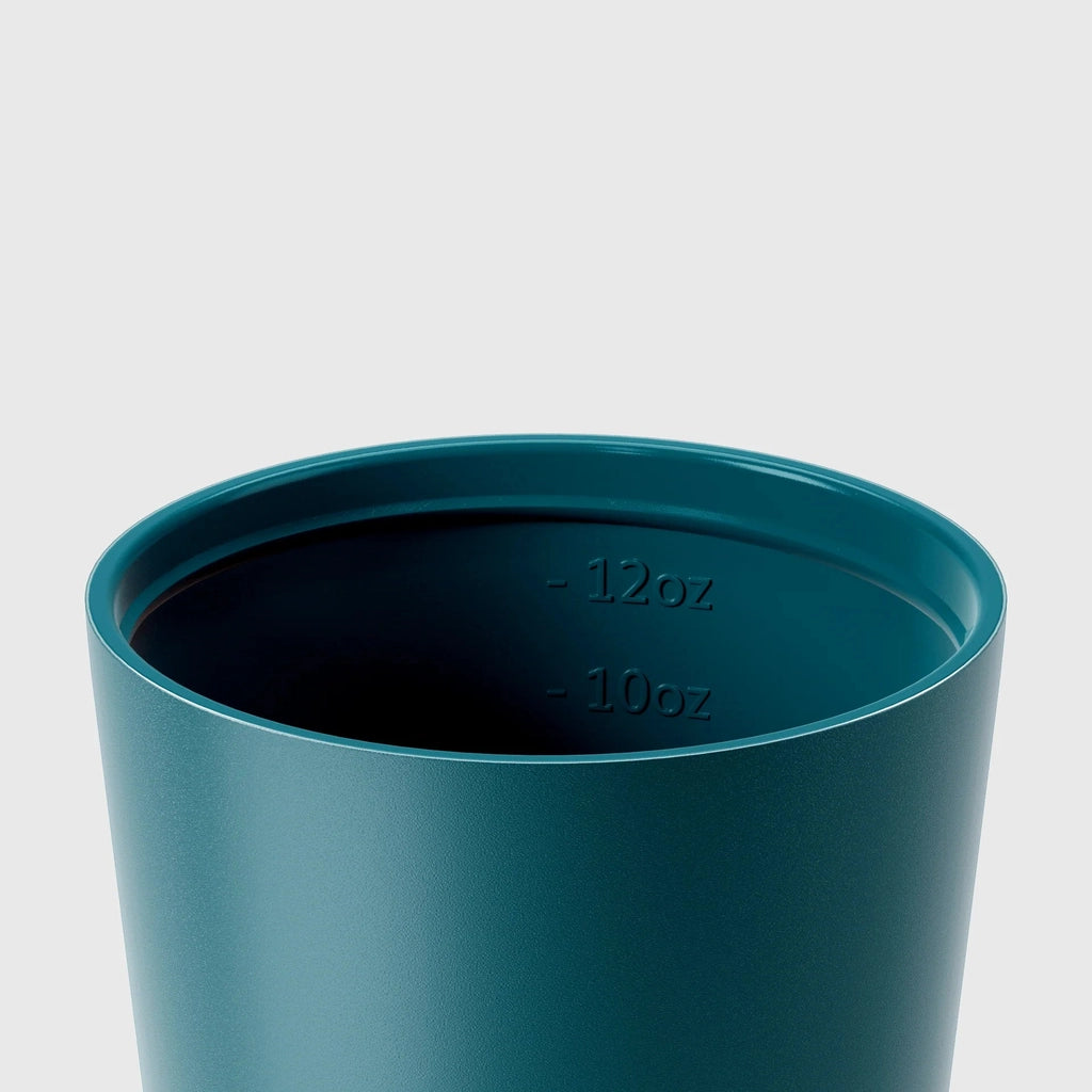 Internal View of the 'Camino' Ceramic Lined 12oz Insulated Coffee Cup in Emerald, by Fressko.