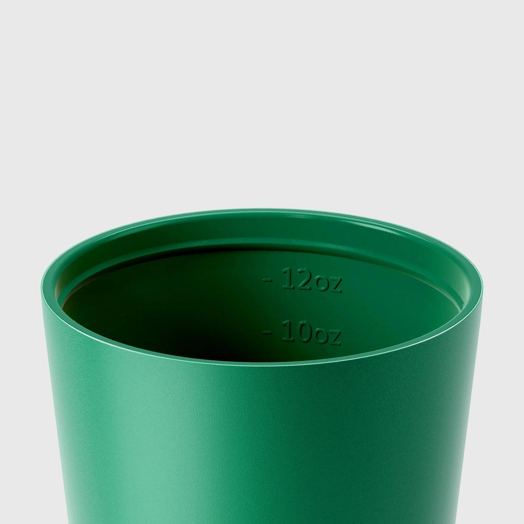 Internal View of the 'Camino' Ceramic Lined 12oz Insulated Coffee Cup in Clover, by Fressko.