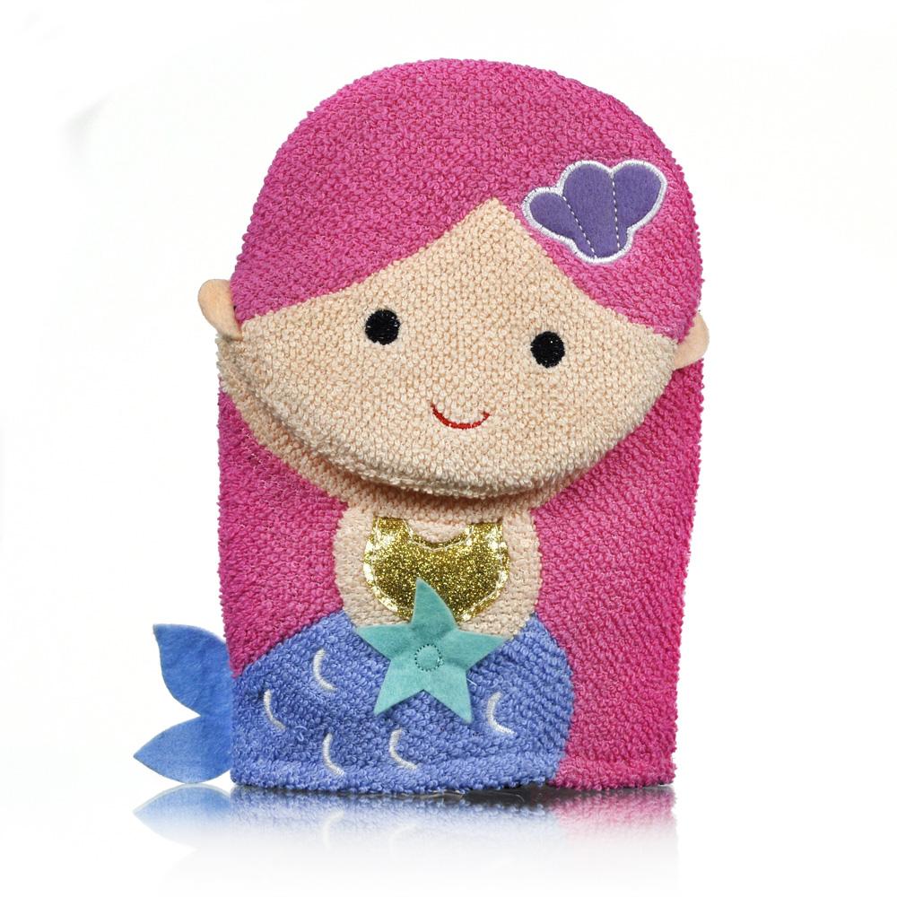 Star + Rose Children's Cotton Mermaid Bath Mitt.