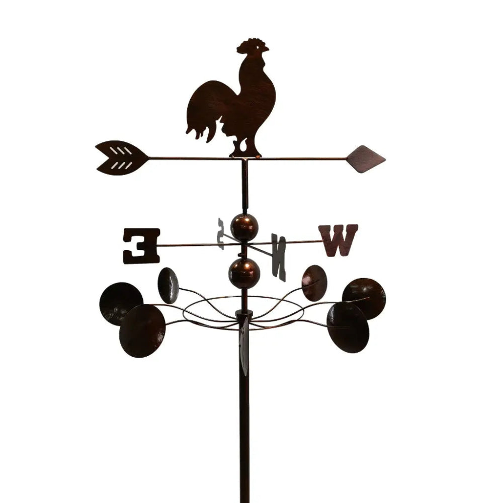 Decorative Weather Vane with Rooster Silhouette on a White Background
