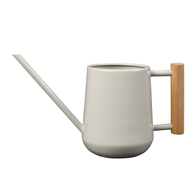 Powder Coated Steel Indoor Watering Can with Wooden Handle.