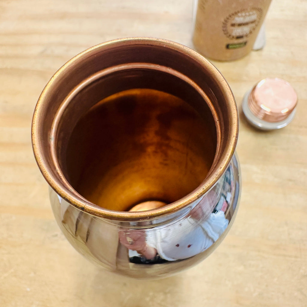 Pure Copper and Stainless Steel 600ml Water Bottle by Goodly Gosh