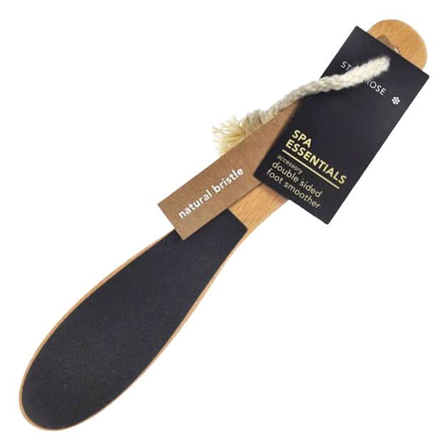 Star + Rose Double Sided Wooden Foot Smoother with Textured Emery Pads.