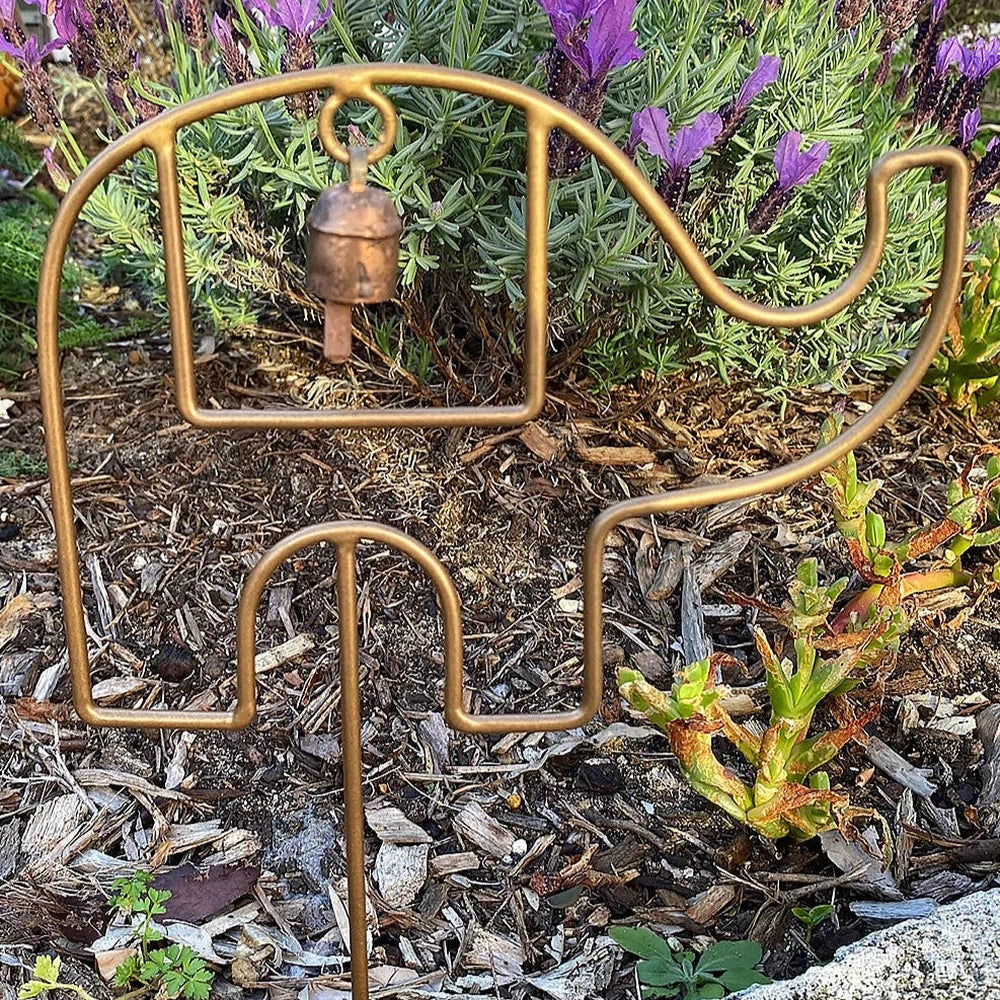 Metal Garden Stake with Bell Chime - Elephant.