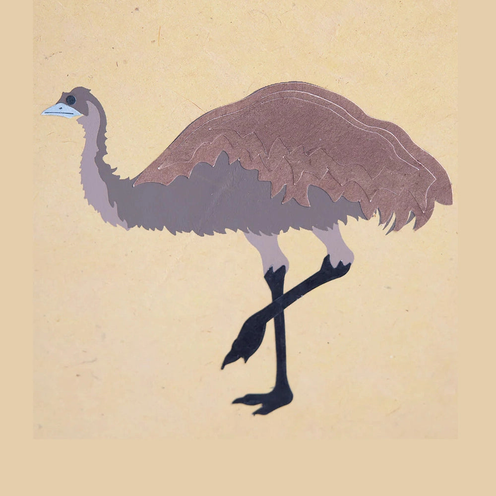Fair Trade A5 Notebook Made Handmade from Nepalese Cotton Paper Featuring Textured Emu on Cover.
