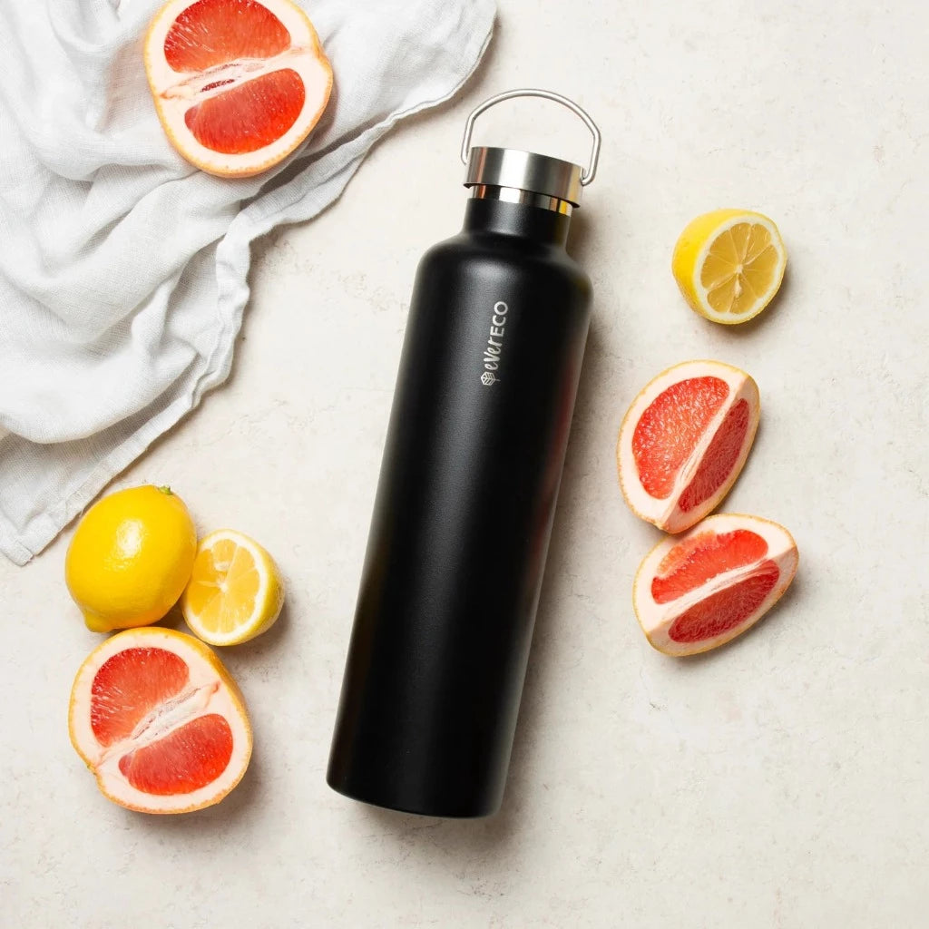 Ever Eco 1L Stainless Steel Insulated Drink Bottle in Onyx, Urban Revolution.