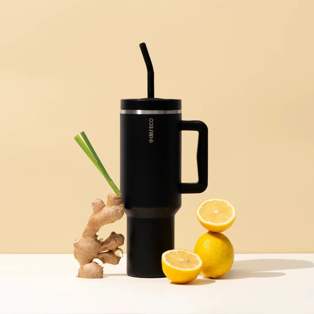 Ever Eco 1.18L Insulated Tumbler with Straw and Handle in Onyx, Urban Revolution.
