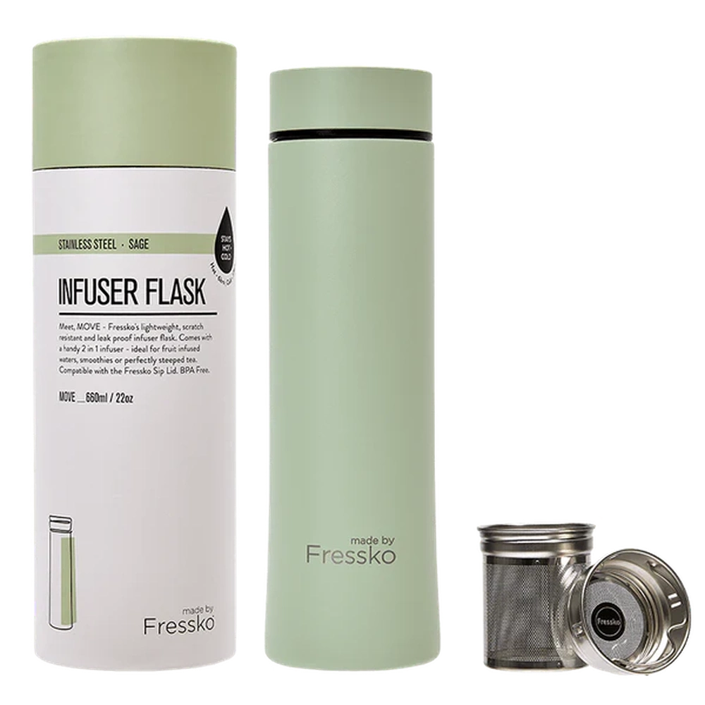 Fressko &quot;Move&quot; Insulated 660ml Flask with Infuser in Sage, Urban Revolution.