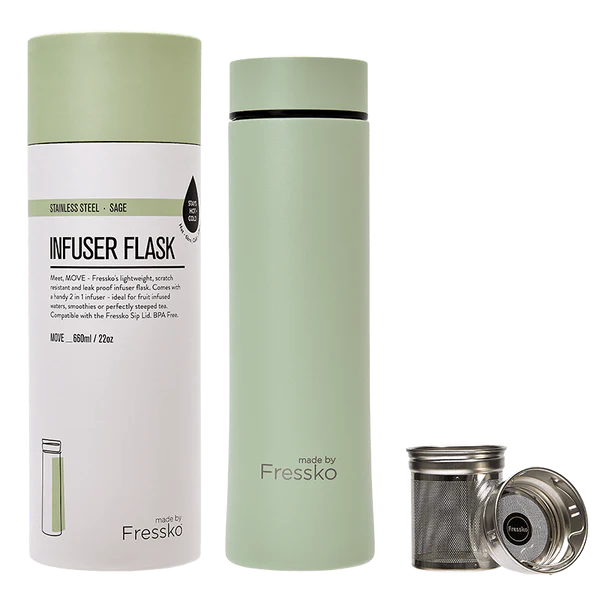 Fressko &quot;Move&quot; Insulated 660ml Flask with Infuser in Sage, Urban Revolution.