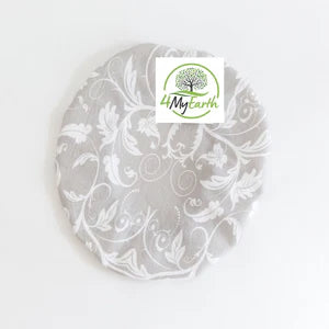 Reusable cotton canvas food cover with silver vine pattern