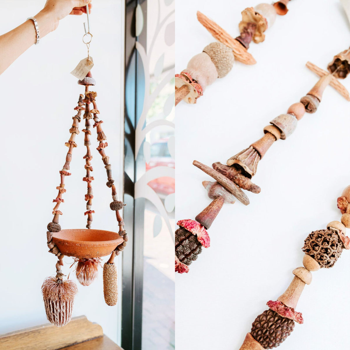 Foraged Seedpod Pot Plant Hangers, Handmade by Jim