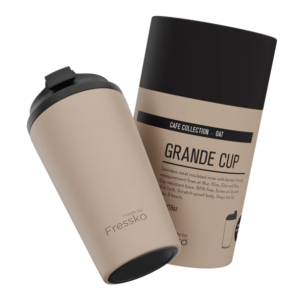 The Grande Insulated Coffee Cup, from Fressko in Oat - Urban Revolution