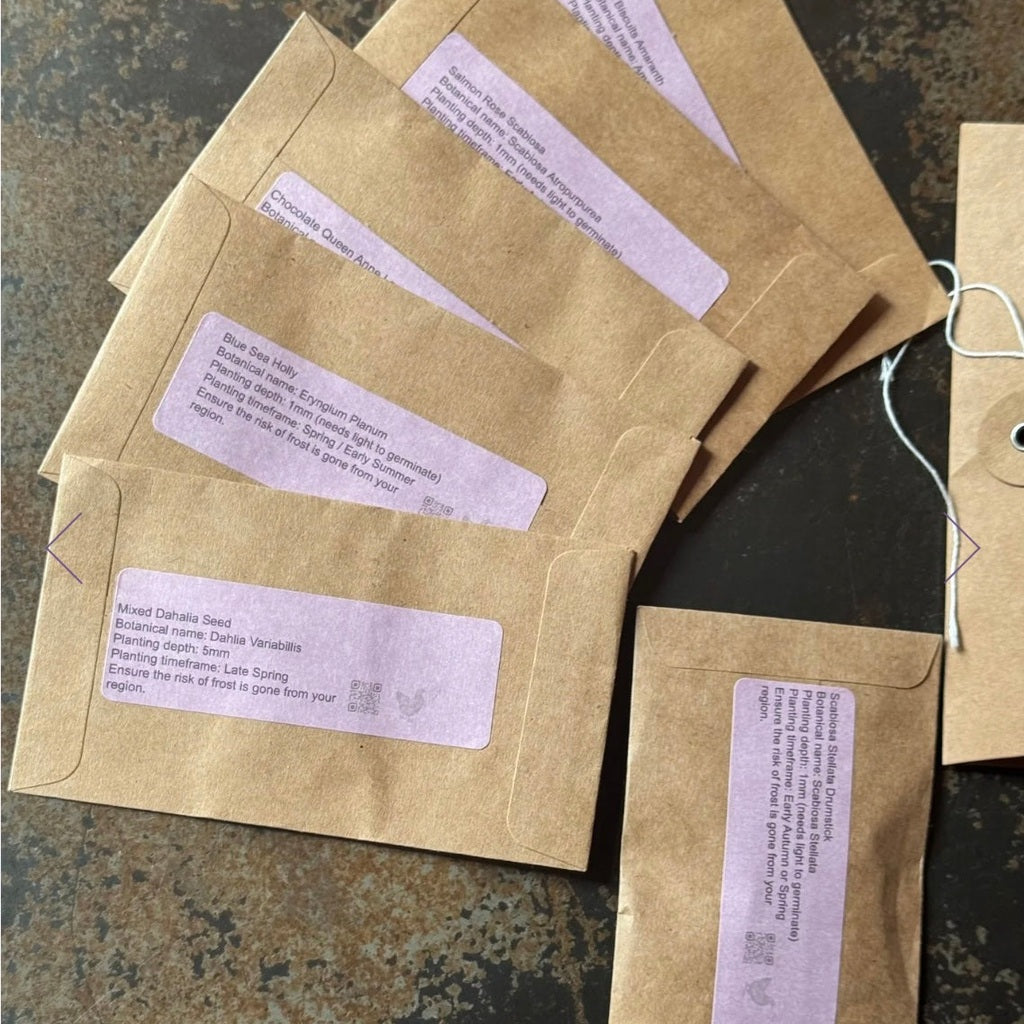 Brown Paper Seed Envelopes with Planting Instructions Label