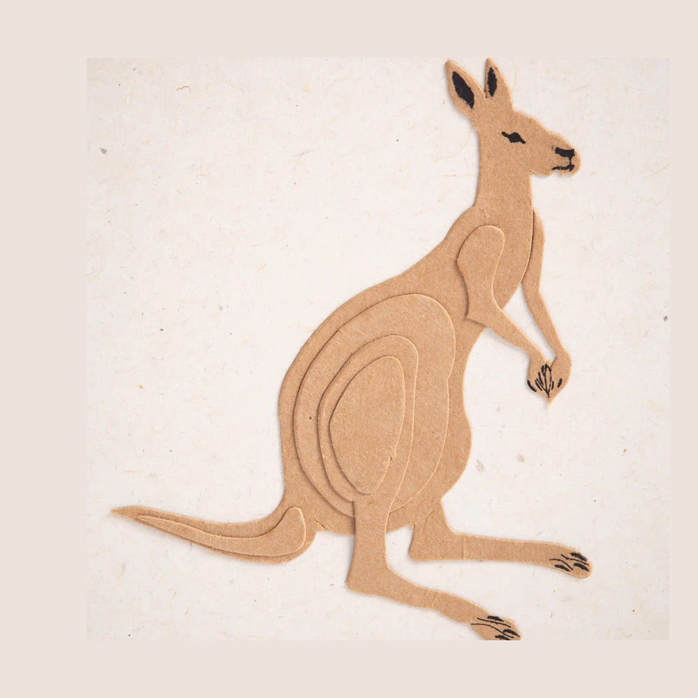 Fair Trade A5 Notebook Made Handmade from Nepalese Cotton Paper Featuring Textured Kangaroo on Cover.