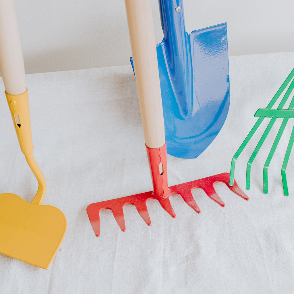 Long Hardwood Handled Garden Tools for Kids with Metal Heads