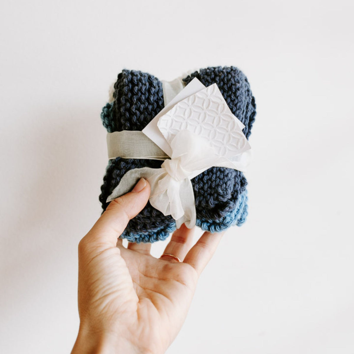 Hand Knitted Face Washers - pack of 3