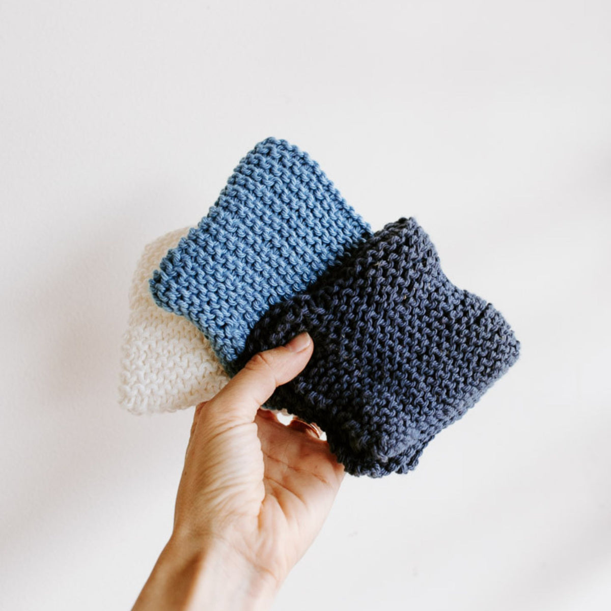 Hand Knitted Face Washers - pack of 3