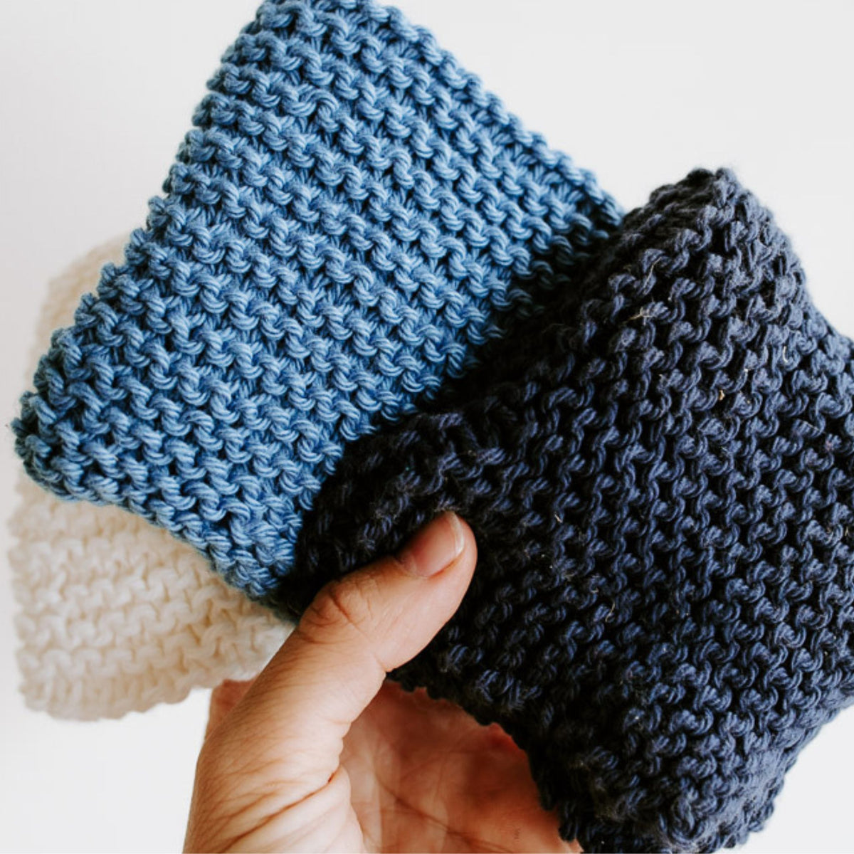 Hand Knitted Face Washers - pack of 3