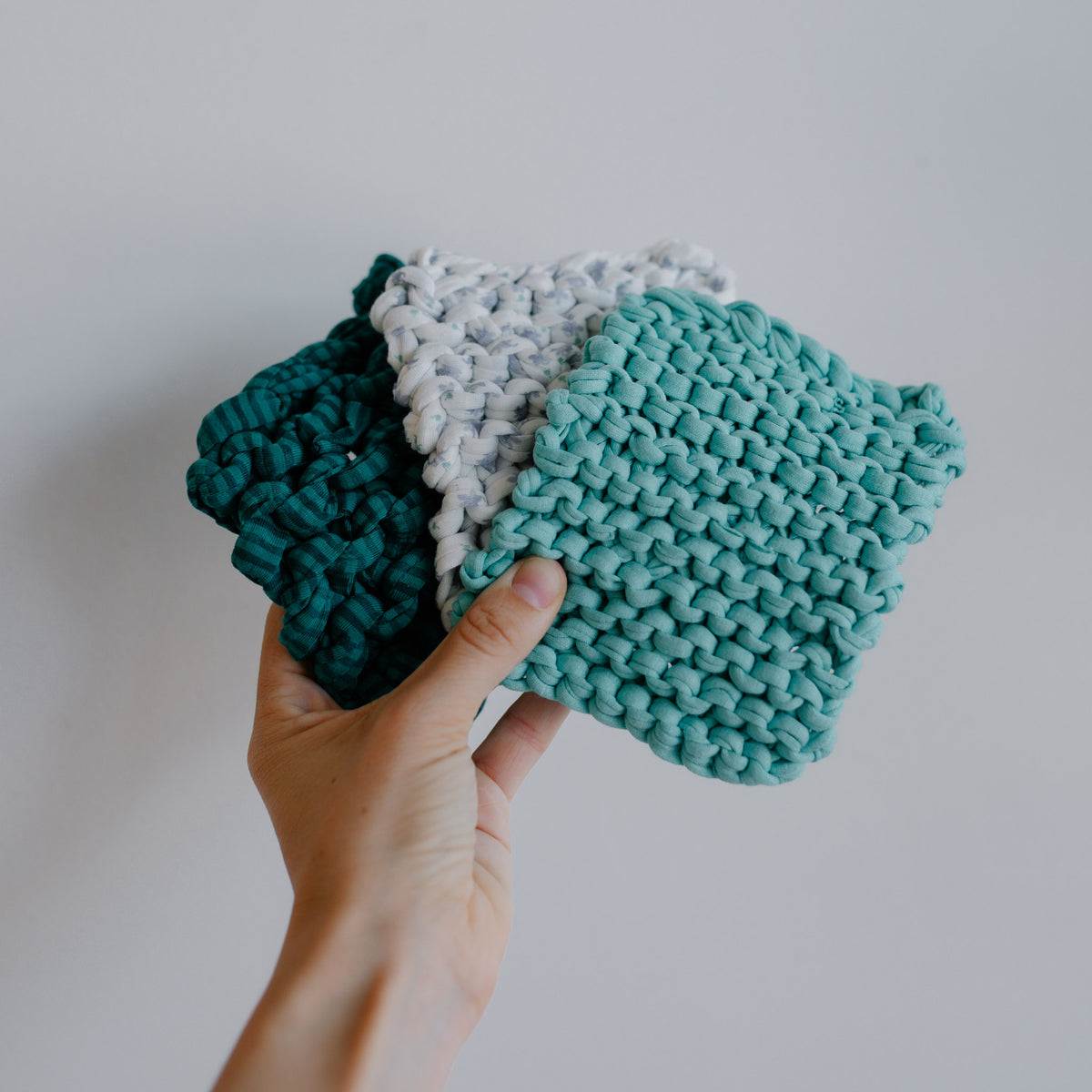 Knitted Kitchen Cloth - Handmade From Upcycled Fabric - Various