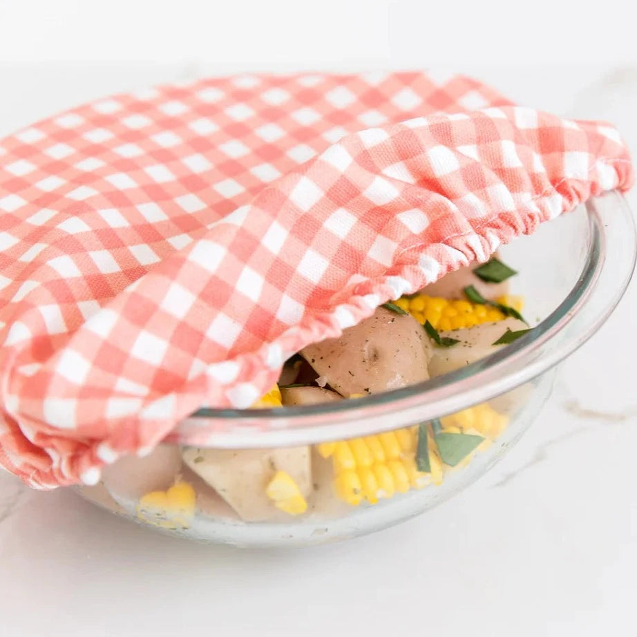 4MyEarth Large Food Cover over Bowl - Red Gingham Design.