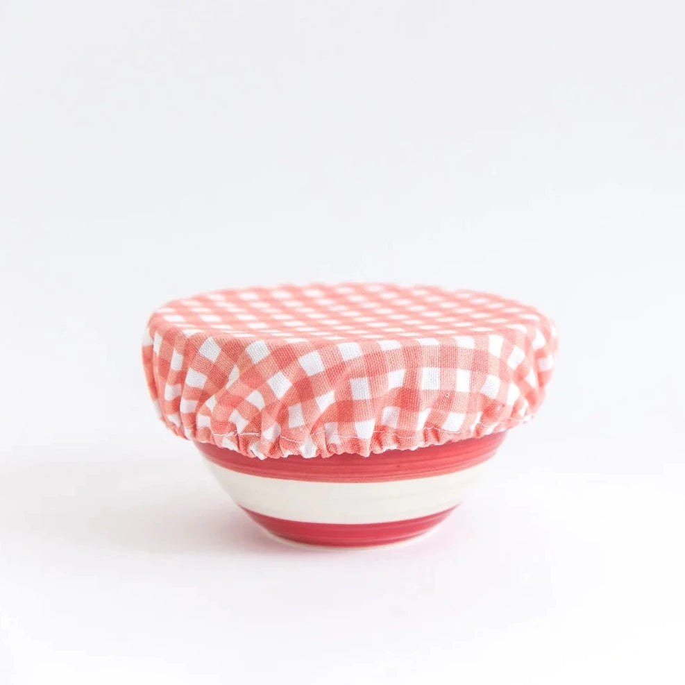 4MyEarth Medium Food Cover over Bowl - Red Gingham Design.
