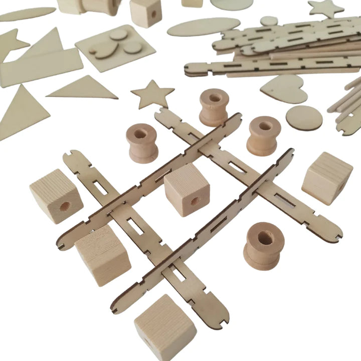 Various Loose Construction Pieces in Mini Construction Kit from Eco Art and Craft.