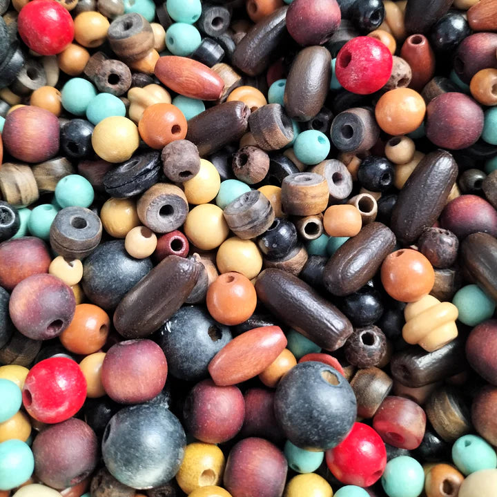 Assortment of Coloured Wooden Craft Beads, Urban Revolution.