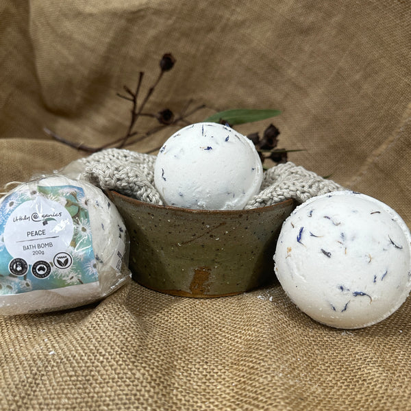 Peace Bath bombs wrapped and unwrapped