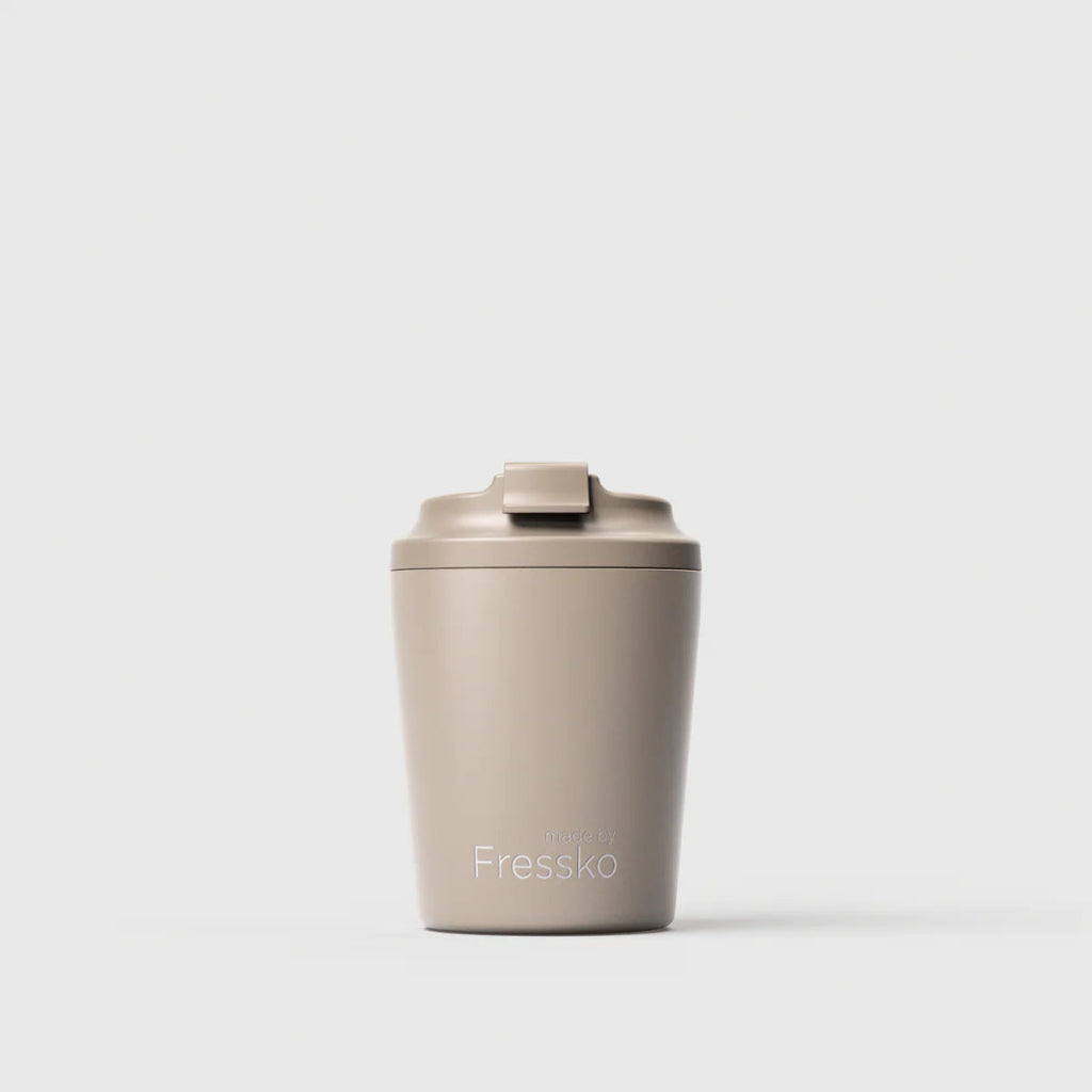 The 'Piccolo' Ceramic Lined 4oz Insulated Coffee Cup in Oat, by Fressko.