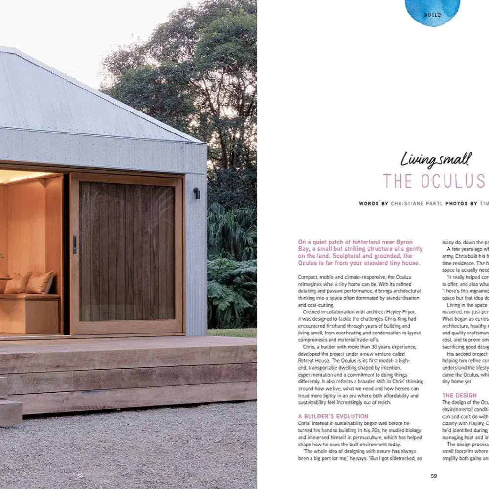 Tiny Home Feature Article Preview in Pip Magazine Issue 37.