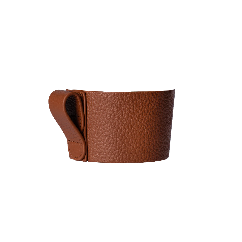 Tan Premium Italian Leather Sleeve for Fressko Camino & Grande Coffee Cups.