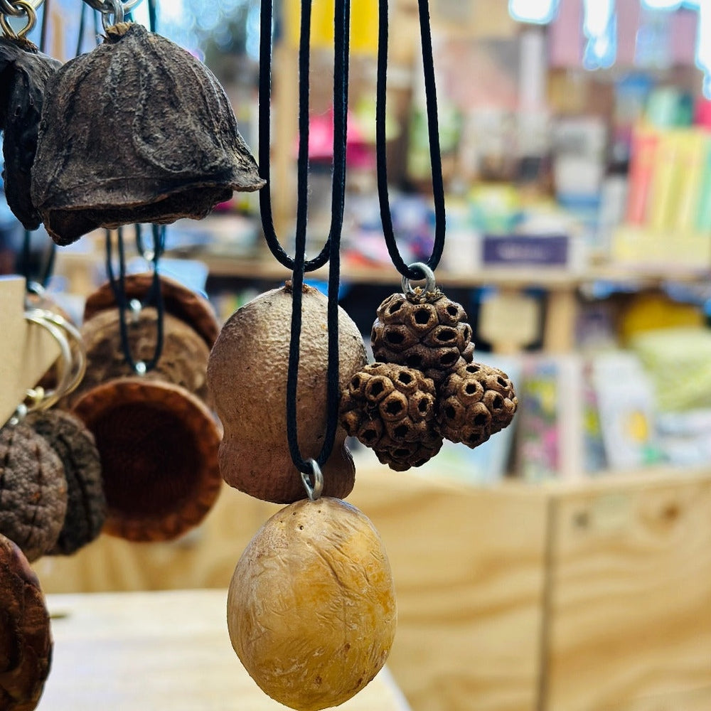 Assorted Foraged Seed Pods on Cord Necklace, Urban Revolution.