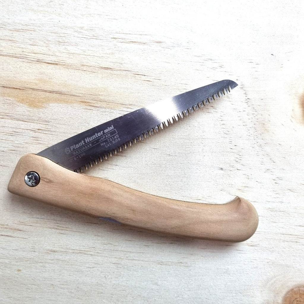 &#39;Plant Hunter&#39; Mini Folding Saw 100mm with Wood Handle from Shogun Tools.