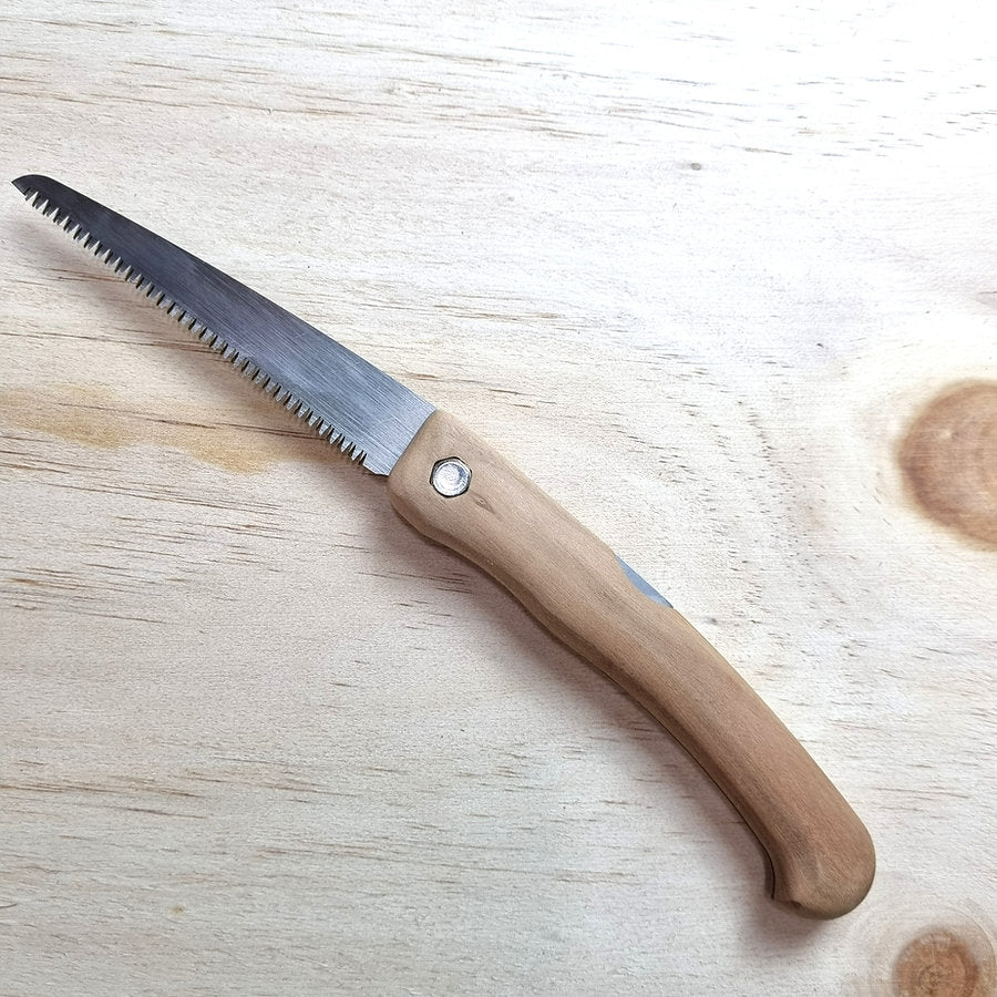 'Plant Hunter' Mini Folding Saw 100mm with Wood Handle from Shogun Tools.