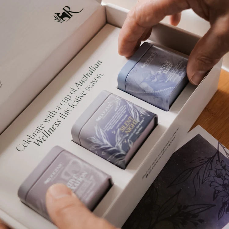 Roogenic Sleep Well Tea Gift Box with Three 25g Tins of Loose Leaf Tea, Urban Revolution.