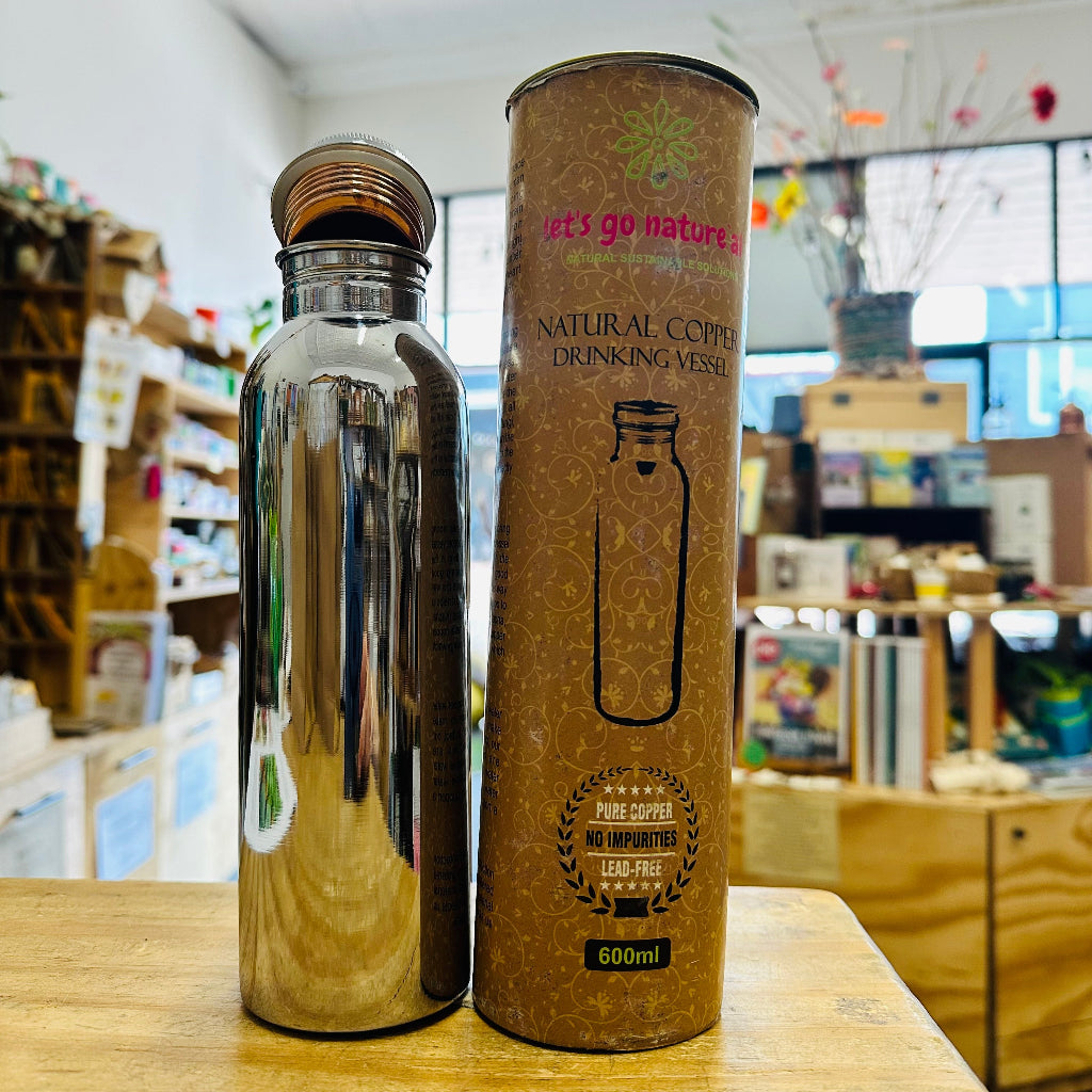 Pure Copper and Stainless Steel 600ml Water Bottle by Goodly Gosh