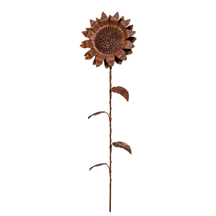 Decorative Metal Sunflower Garden Stake on a white background