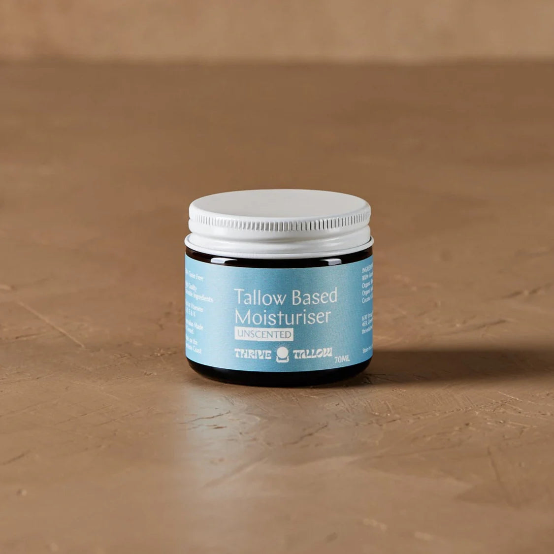 Jar of Unscented Tallow Based Moisturiser from Thrive Tallow.