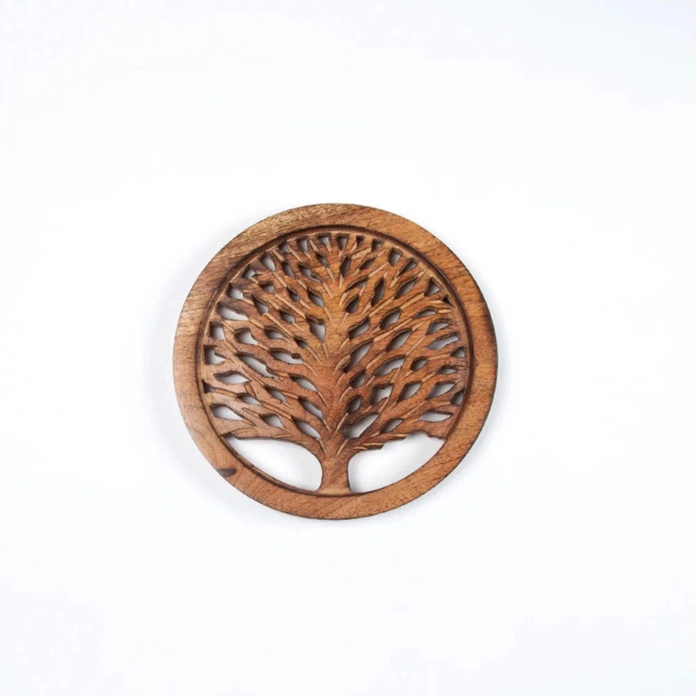 Hand Carved Wooden Tree of Life Trivet / Pot Rest, Urban Revolution.