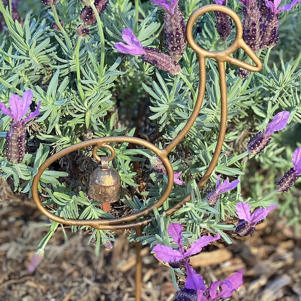 Metal Garden Stake with Bell Chime - Waterbird.