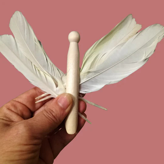 Feathers and Wooden Peg Doll from the Eco Craft Supplies Kit, Urban Revolution.